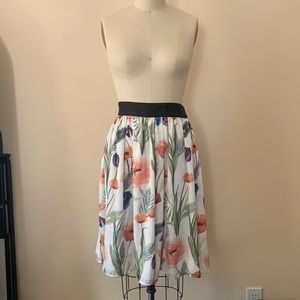 Floral Satin Skirt